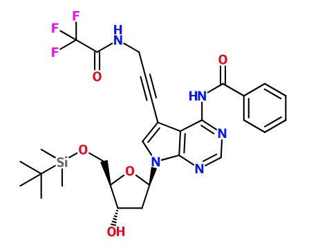 (image for) MC085397 N-{7-[5-(tert-Butyl-dimethyl-silanyloxymethyl)-4-hydroxy-tetrahydro-furan-2-yl]-5-[3-(2,2,2-trifluoro-acetylamino)-prop-1-ynyl]-7H-pyrrolo[2,3-d]pyrimidin-4-yl}-benzamide